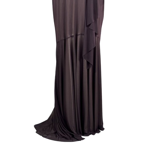 Cache Womens 8 Halter Backless Brown Gold Shimmer Evening Gown Rhinestone Accent - Picture 9 of 16